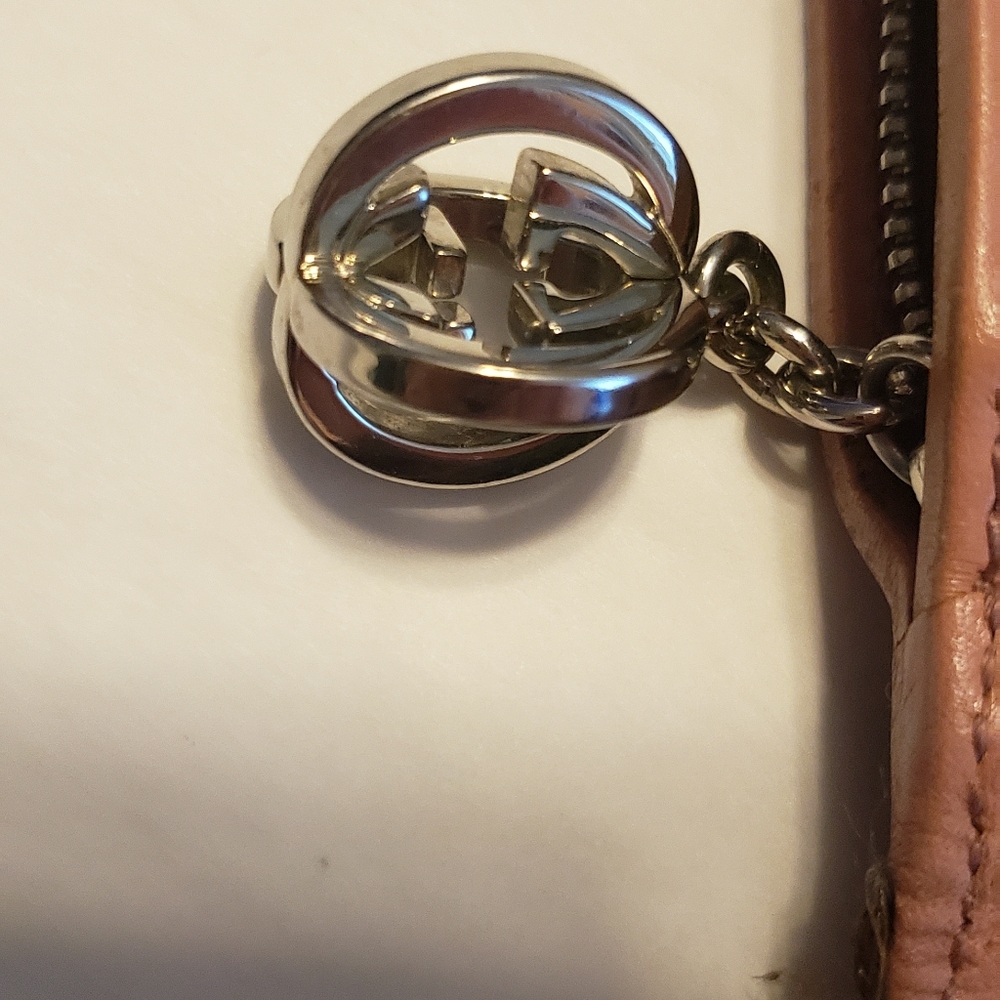 Vintage GUCCI Monogram Leather Wallet PINK INSIDE Silver 3D Zipper PULL - Picture 3 of 12